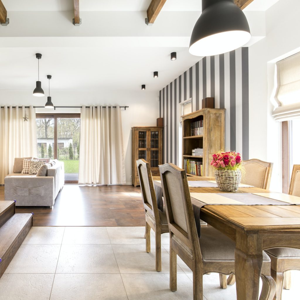 Elegant interior with wooden furnitures