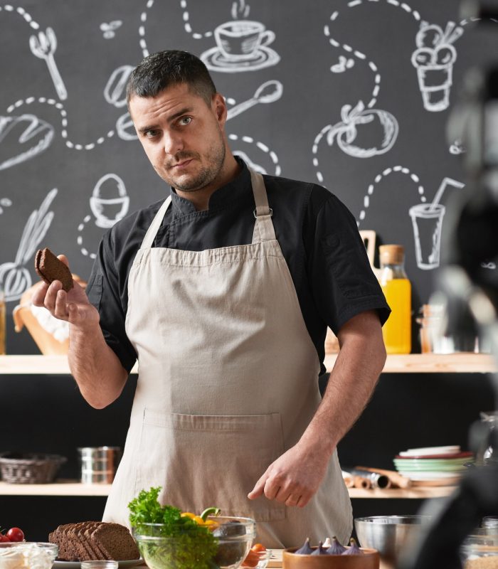 Cook in apron cooking