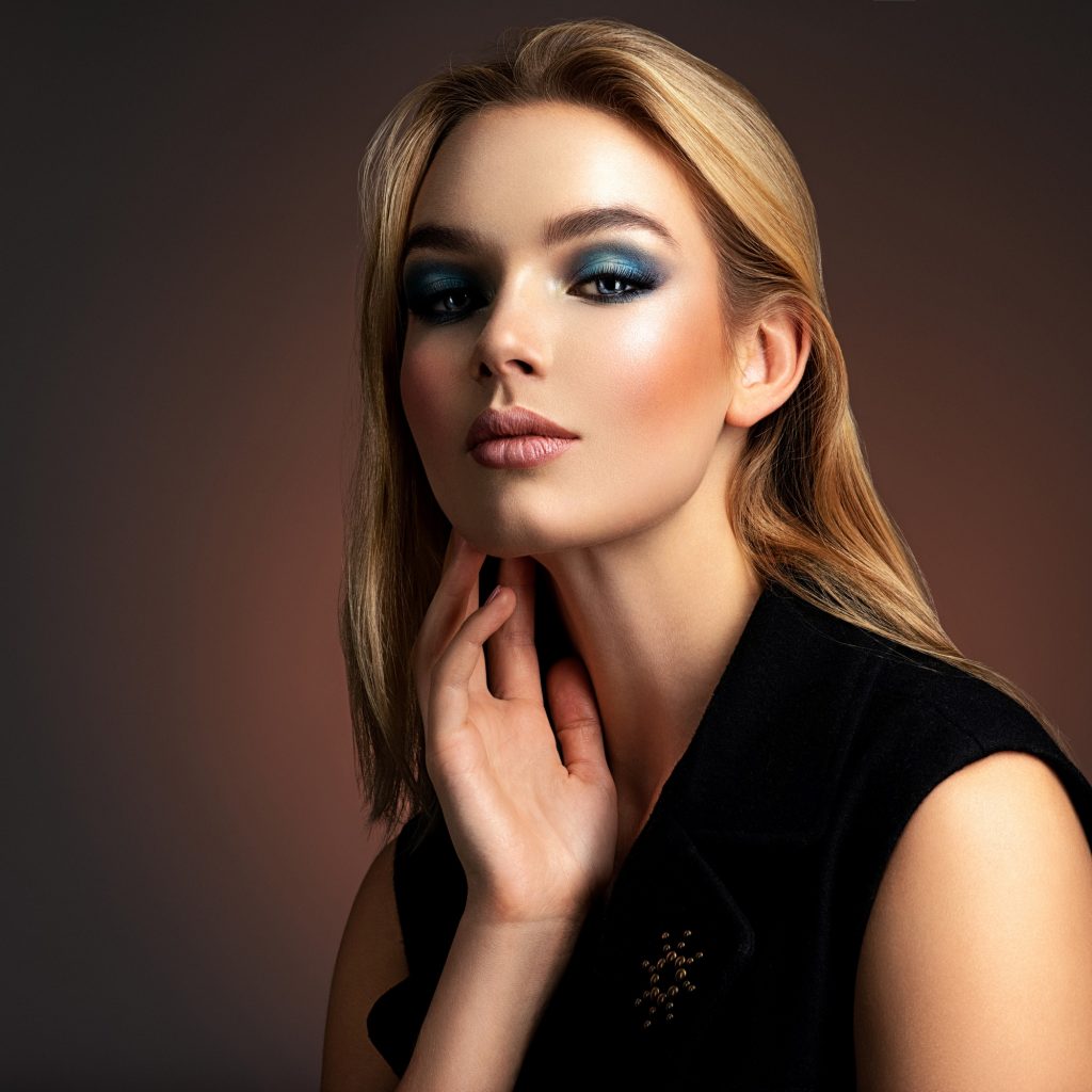 Portrait of sexy blonde woman with a beautiful face.