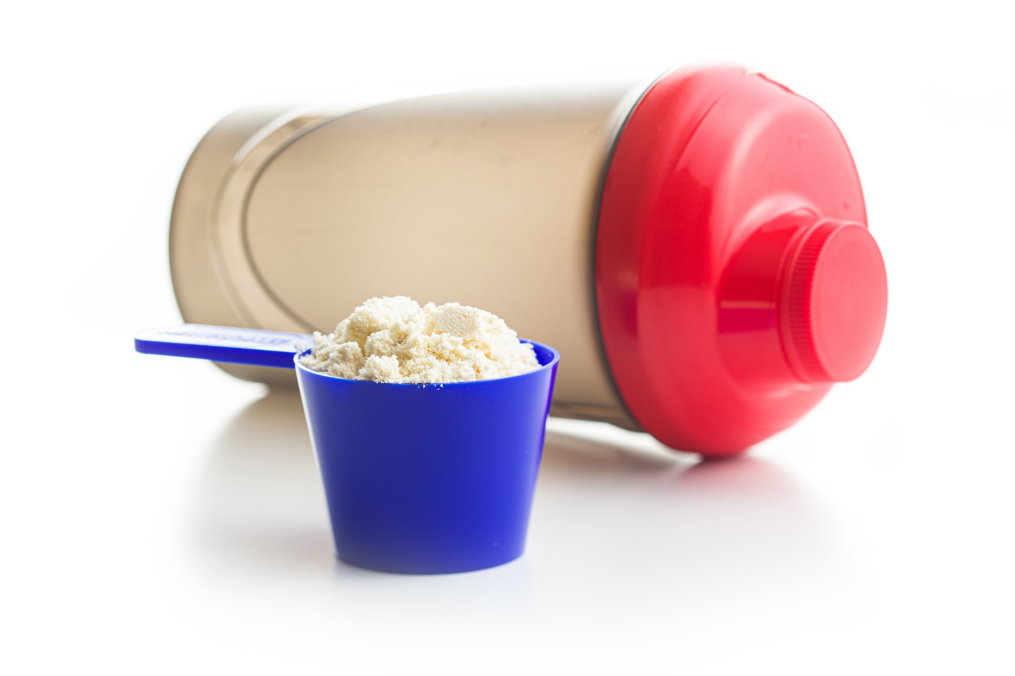 Whey protein powder.