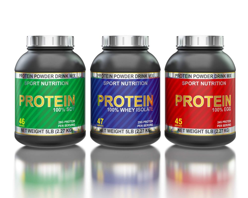 protein-jars-isolated-on-white-with-reflection